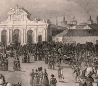 Vista de la Puerta de Alcalá y Parte de la Plaza de toros de Madrid